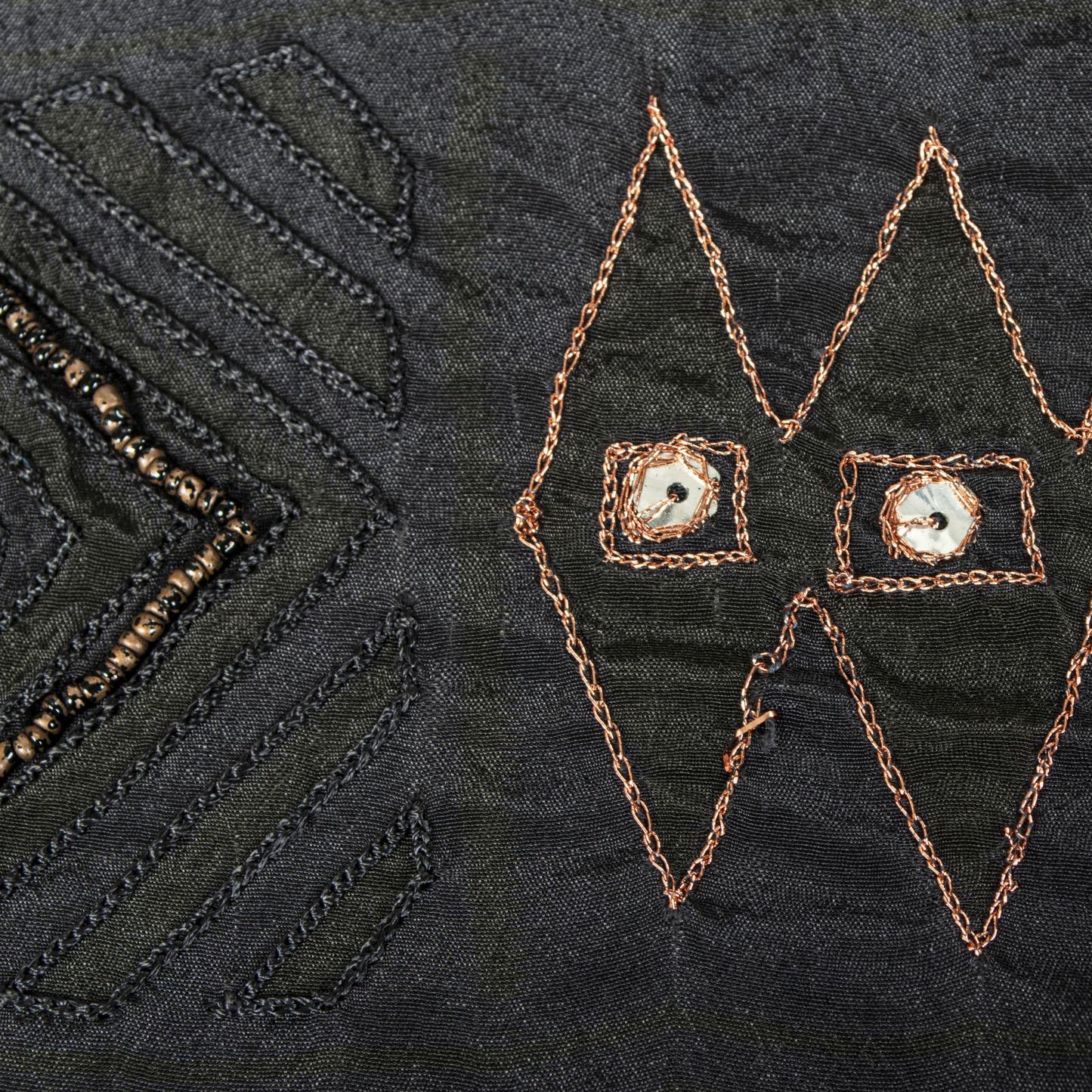Sanskriti Vintage Black Pure Silk Dupatta/Stole Embroidered Zari Wedding Veil