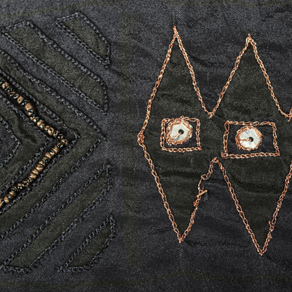 Sanskriti Vintage Black Pure Silk Dupatta/Stole Embroidered Zari Wedding Veil