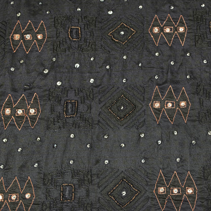 Sanskriti Vintage Black Pure Silk Dupatta/Stole Embroidered Zari Wedding Veil