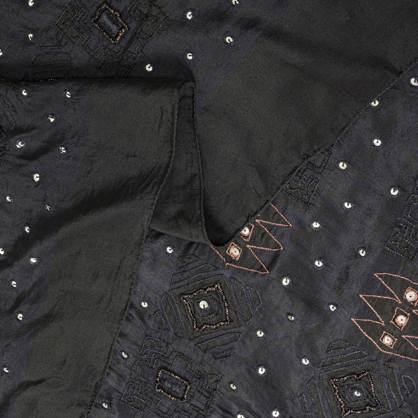 Sanskriti Vintage Black Pure Silk Dupatta/Stole Embroidered Zari Wedding Veil
