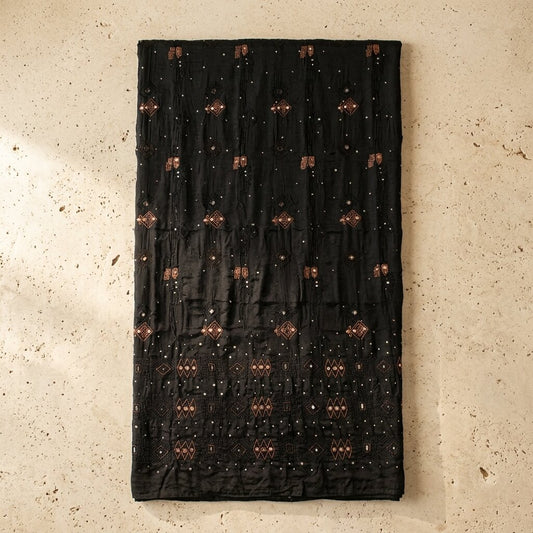 Sanskriti Vintage Black Pure Silk Dupatta/Stole Embroidered Zari Wedding Veil