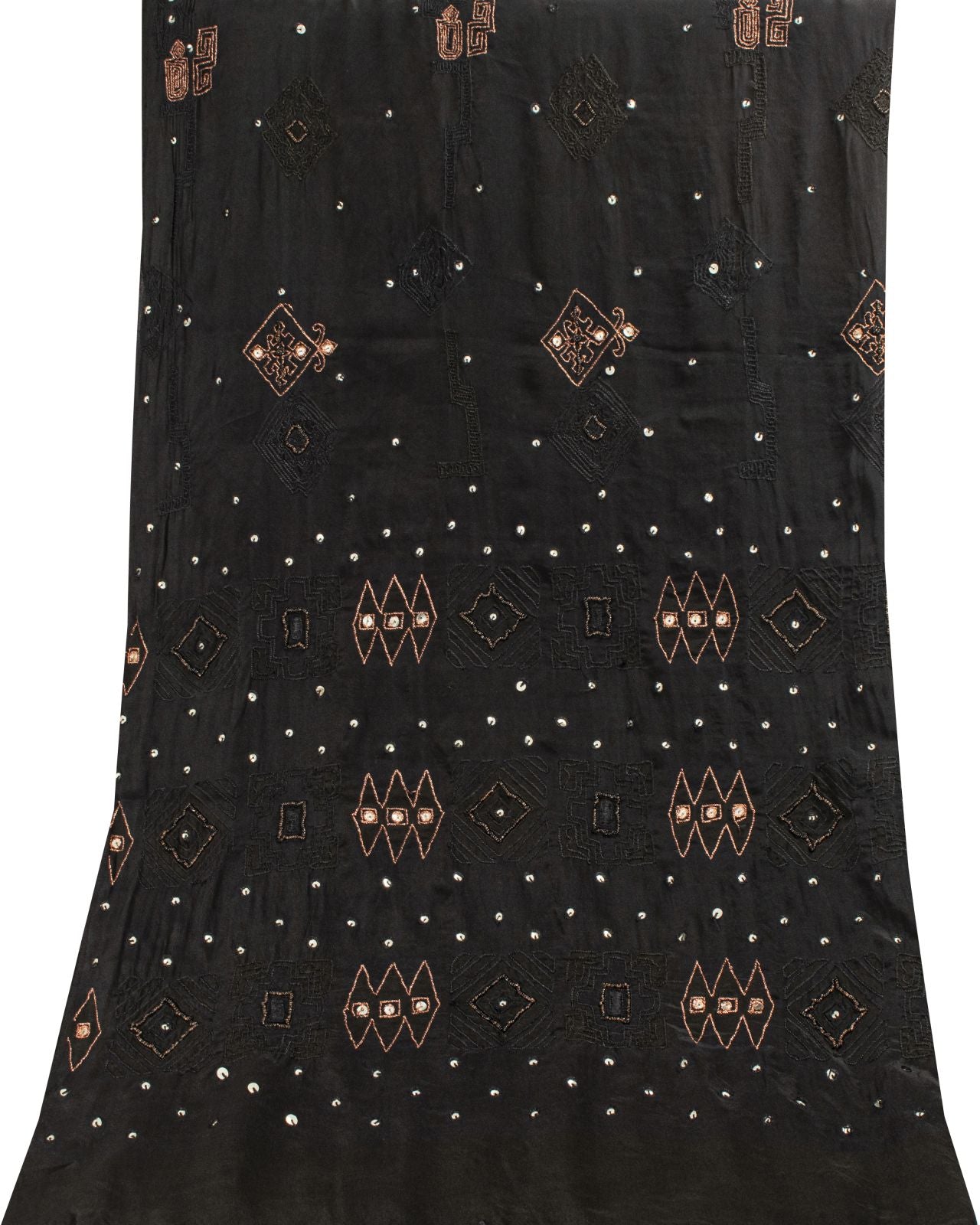 Sanskriti Vintage Black Pure Silk Dupatta/Stole Embroidered Zari Wedding Veil