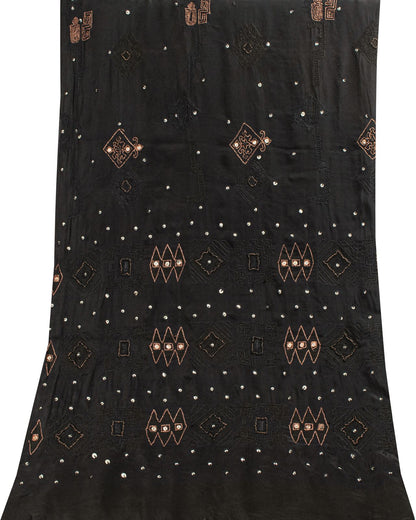 Sanskriti Vintage Black Pure Silk Dupatta/Stole Embroidered Zari Wedding Veil