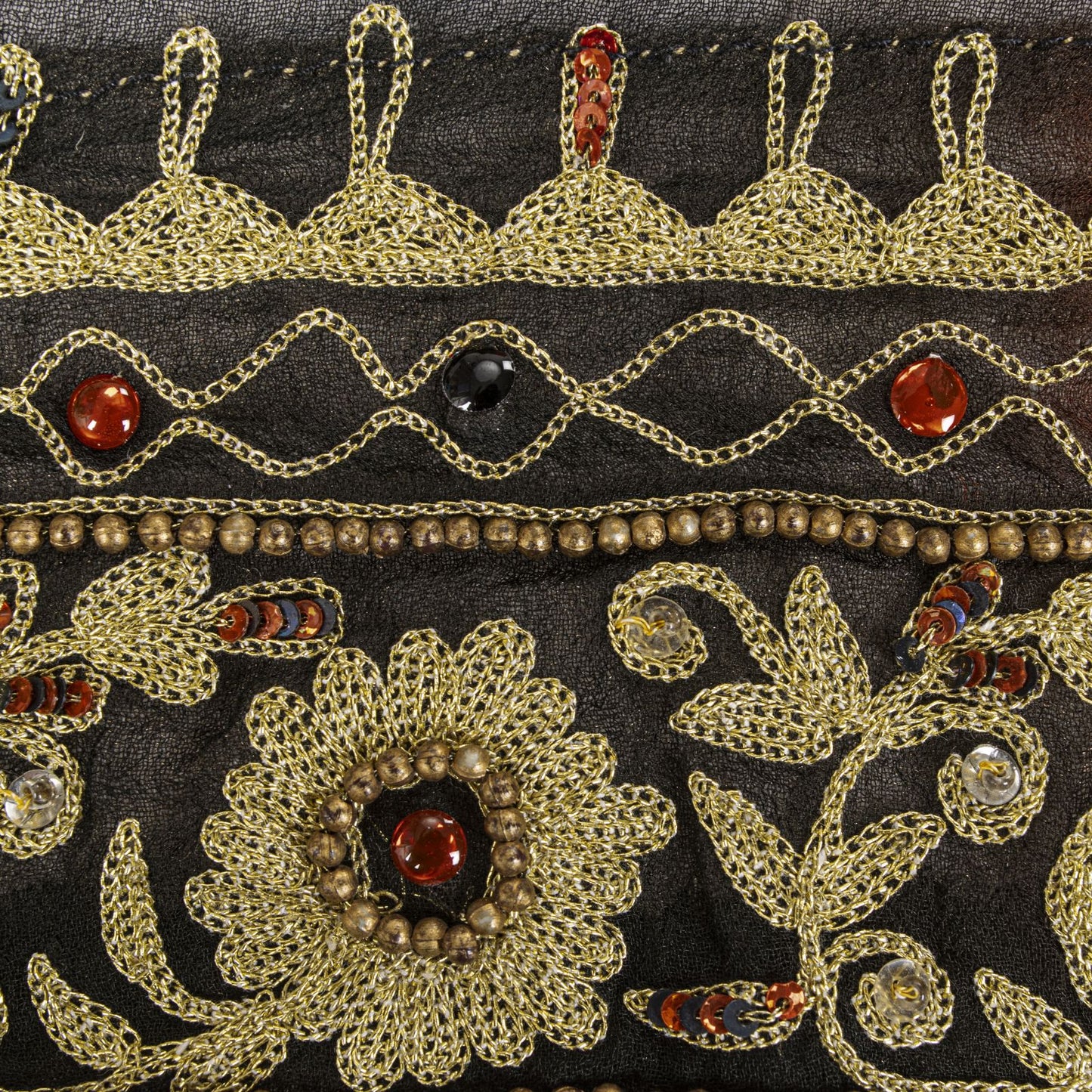 Sanskriti Vintage Brown Pure Georgette Dupatta/Stole Hand Beaded Bollywood Veil