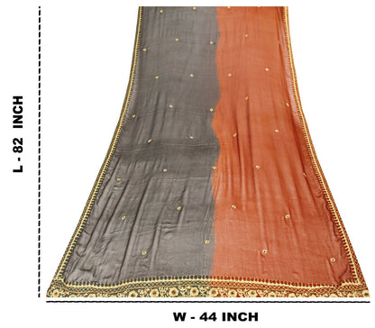 Sanskriti Vintage Brown Pure Georgette Dupatta/Stole Hand Beaded Bollywood Veil