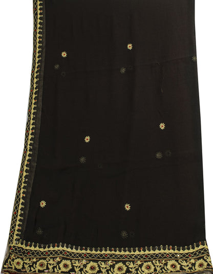 Sanskriti Vintage Brown Pure Georgette Dupatta/Stole Hand Beaded Bollywood Veil