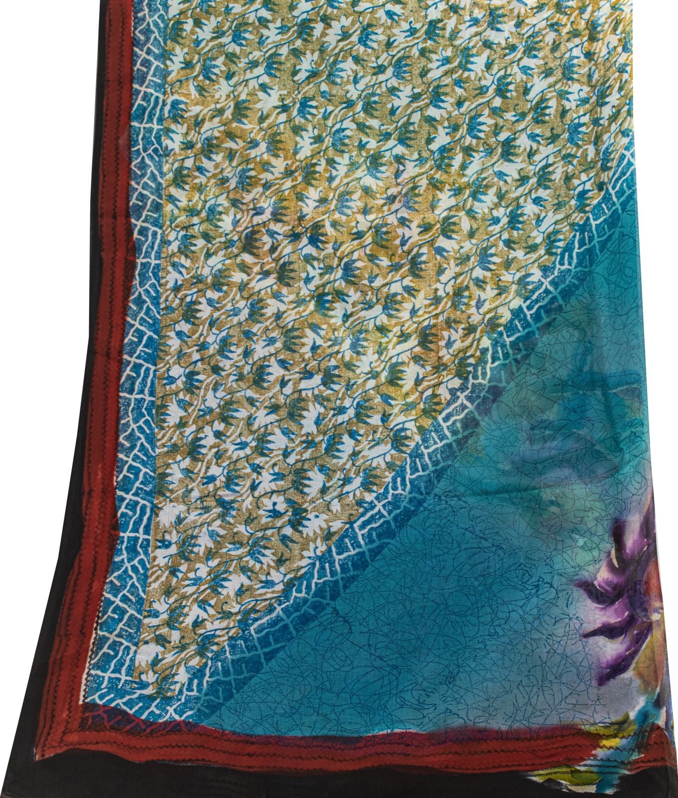 Sanskriti Vintage Blue Pure Georgette Dupatta/Stole Digital Printed Floral Veil
