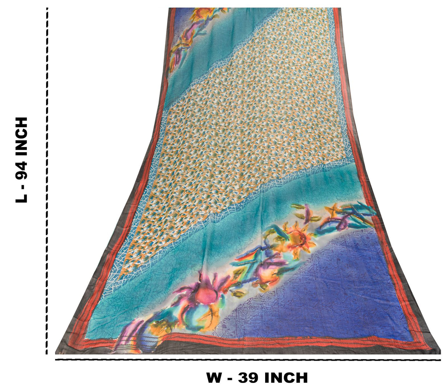 Sanskriti Vintage Blue Pure Georgette Dupatta/Stole Digital Printed Floral Veil