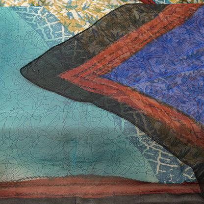 Sanskriti Vintage Blue Pure Georgette Dupatta/Stole Digital Printed Floral Veil