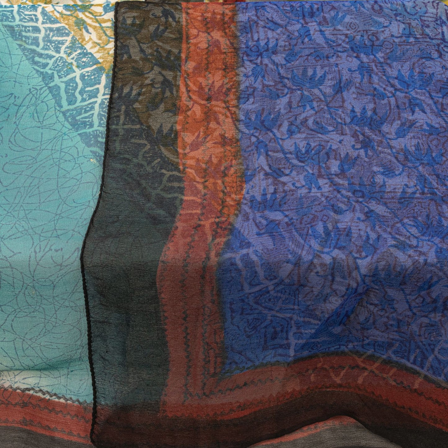Sanskriti Vintage Blue Pure Georgette Dupatta/Stole Digital Printed Floral Veil
