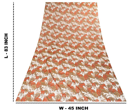 Sanskriti Vintage White Georgette Dupatta/Stole Floral Printed Premium Neck Veil