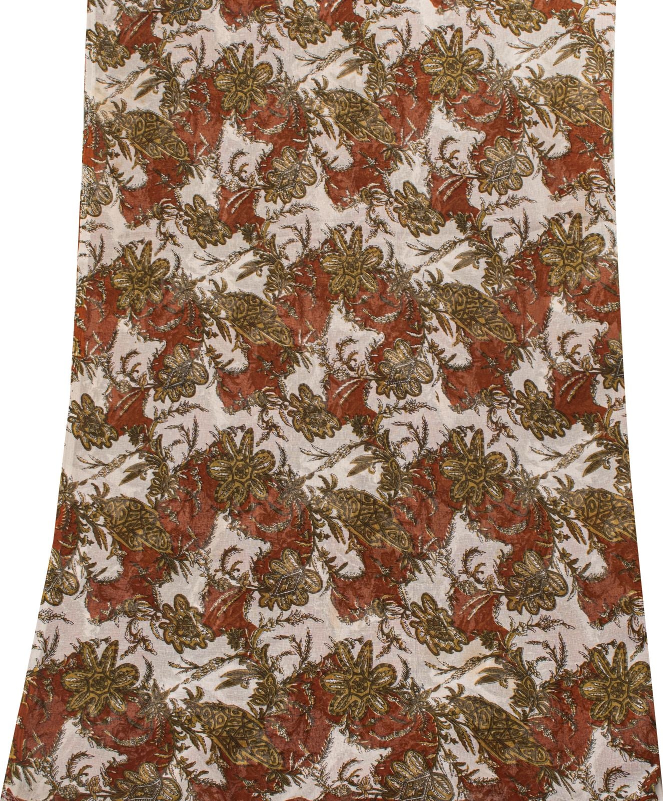 Sanskriti Vintage White Georgette Dupatta/Stole Floral Printed Premium Neck Veil