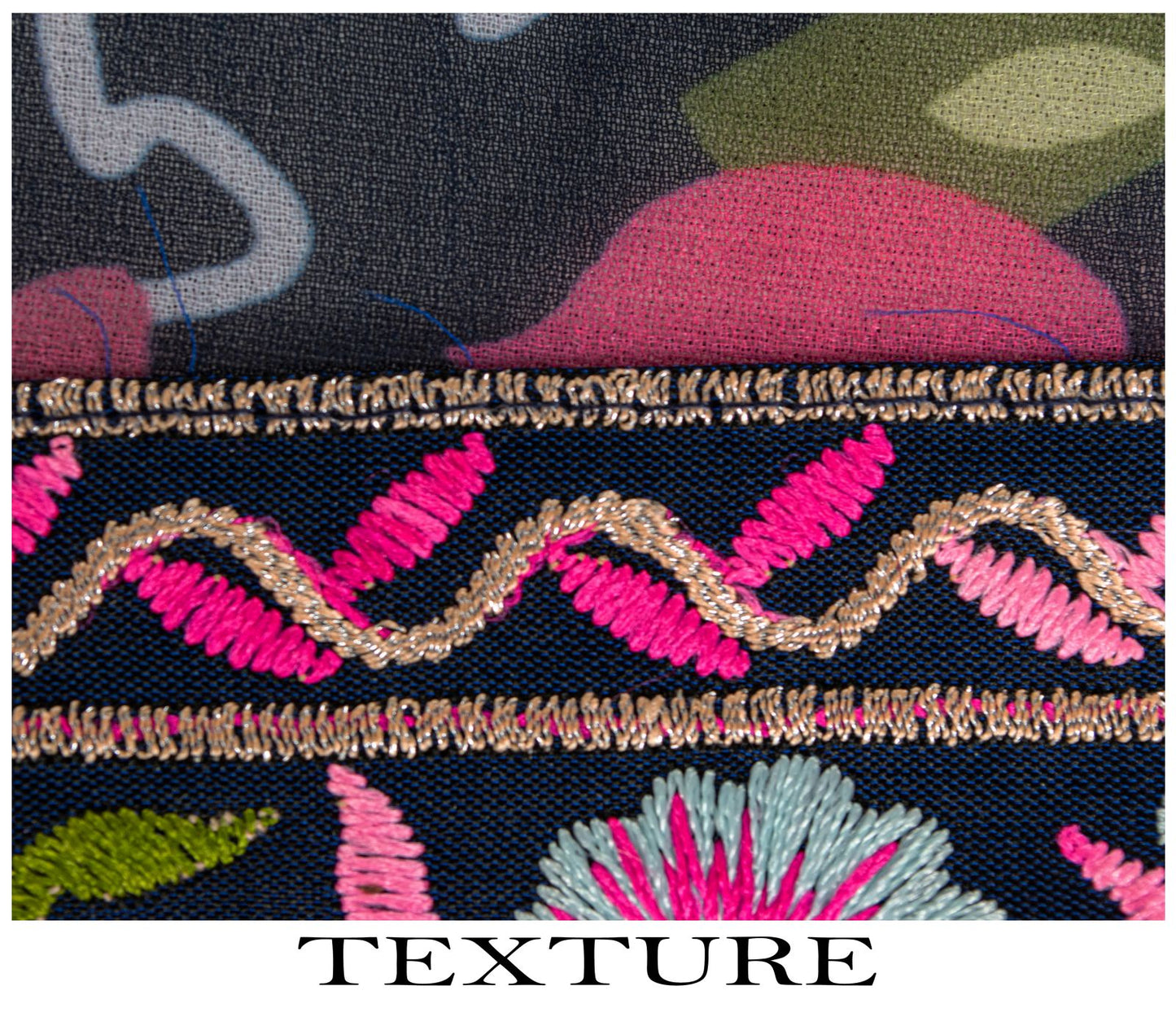 Sanskriti Vintage Blue Georgette Dupatta/Stole Floral Print-Embroidered Patch