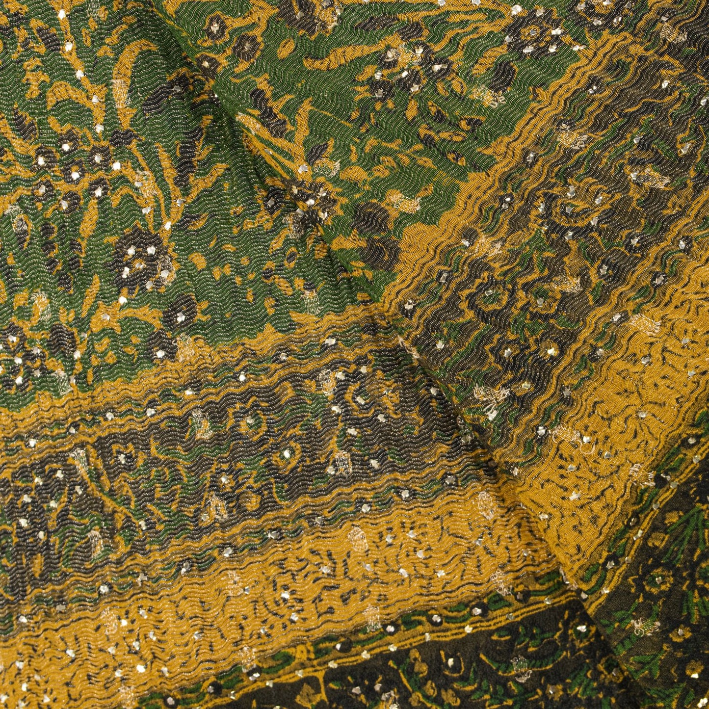 Sanskriti Vintage Yellow Pure Silk Dupatta/Stole Printed-Zari Woven-Mukesh Veil