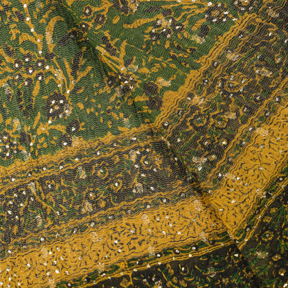 Sanskriti Vintage Yellow Pure Silk Dupatta/Stole Printed-Zari Woven-Mukesh Veil