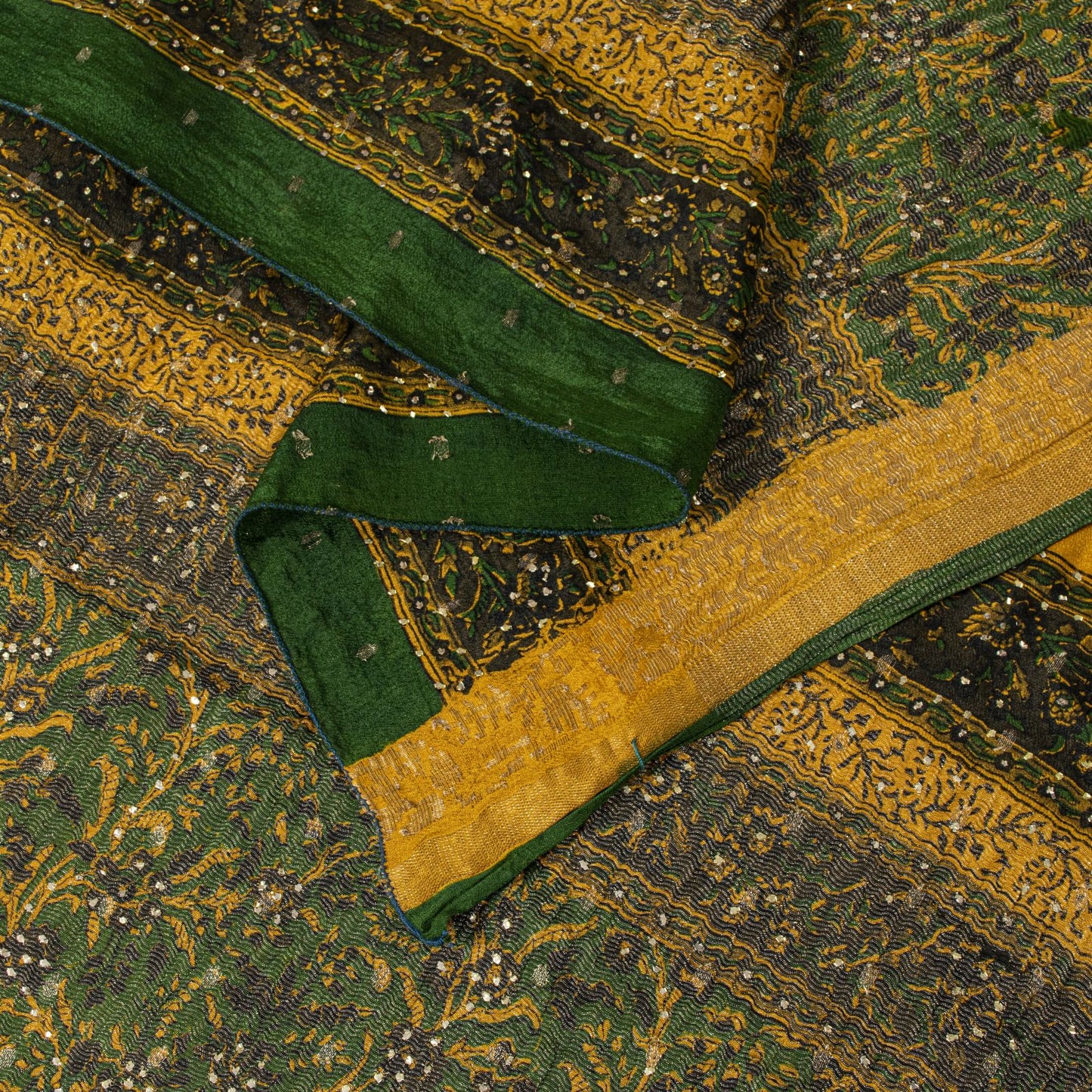 Sanskriti Vintage Yellow Pure Silk Dupatta/Stole Printed-Zari Woven-Mukesh Veil