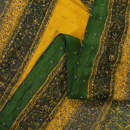 Sanskriti Vintage Yellow Pure Silk Dupatta/Stole Printed-Zari Woven-Mukesh Veil