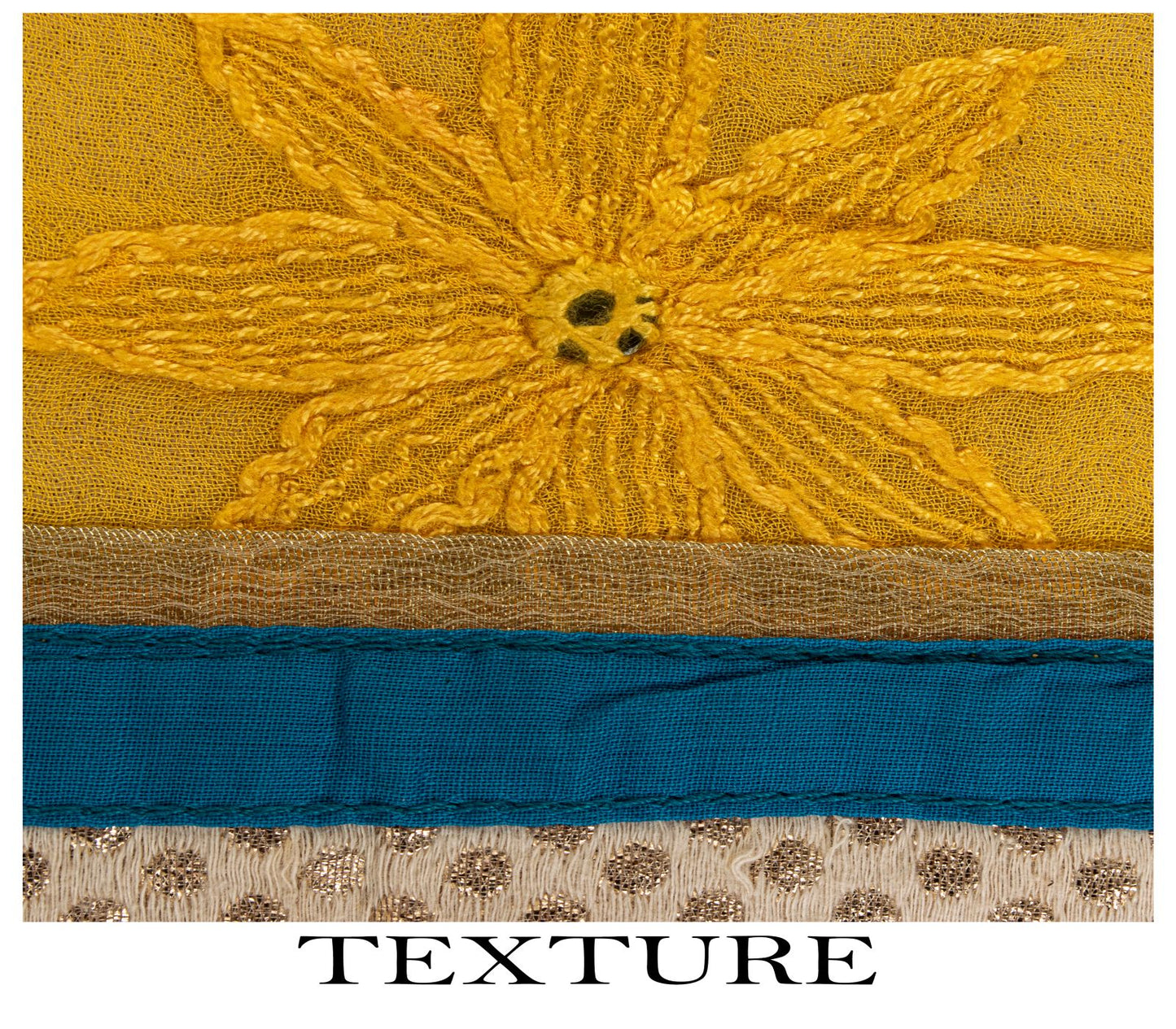 Sanskriti Vintage Dupatta/Stole Yellow Pure Georgette Hand Embroidery Chikankari