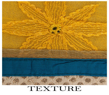 Sanskriti Vintage Dupatta/Stole Yellow Pure Georgette Hand Embroidery Chikankari