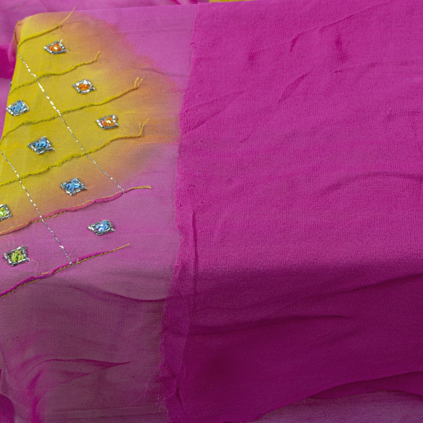Sanskriti Vintage Dupatta/Stole Pink Pure Georgette Hand Beaded Bollywood Veil