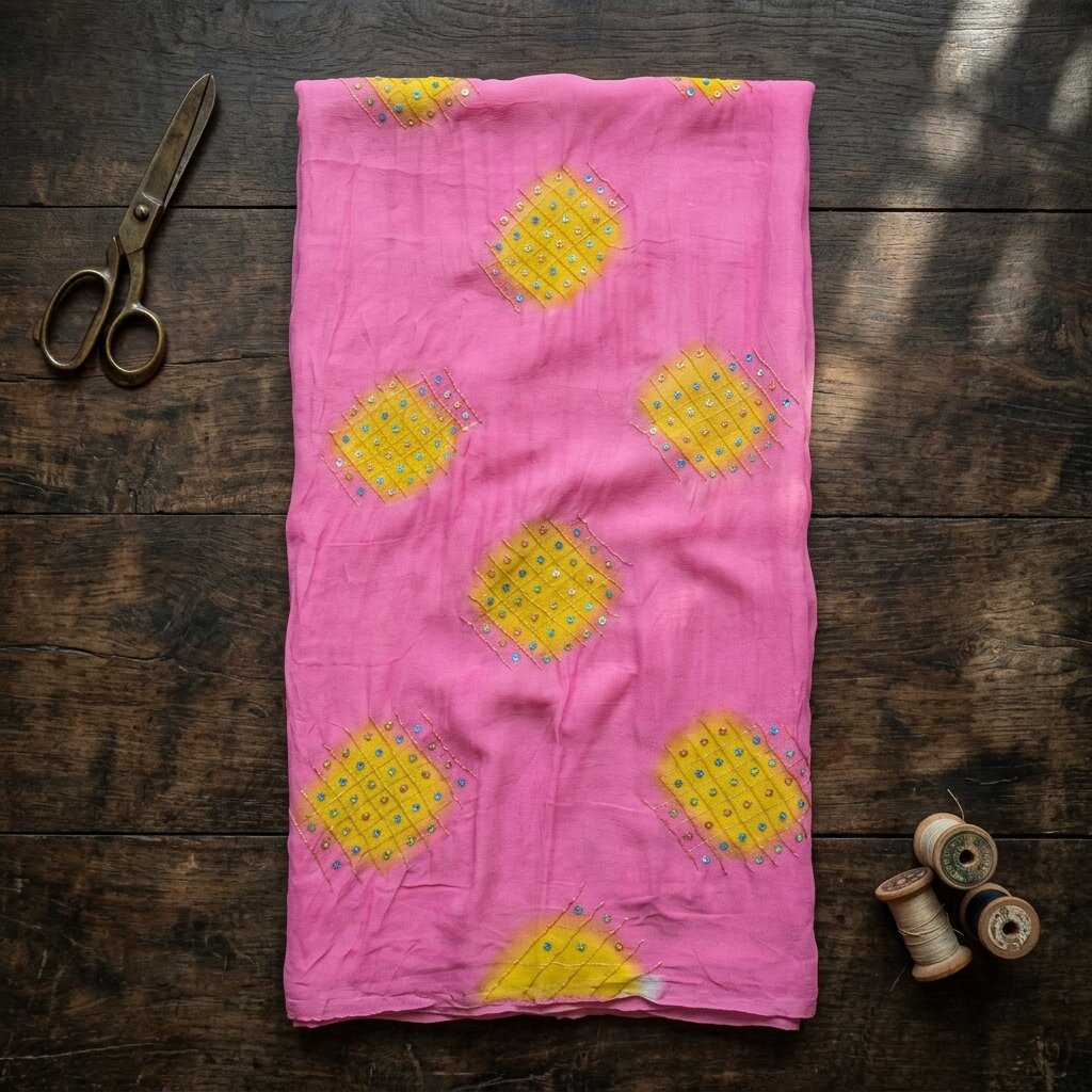 Sanskriti Vintage Dupatta/Stole Pink Pure Georgette Hand Beaded Bollywood Veil