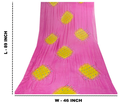Sanskriti Vintage Dupatta/Stole Pink Pure Georgette Hand Beaded Bollywood Veil