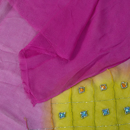 Sanskriti Vintage Dupatta/Stole Pink Pure Georgette Hand Beaded Bollywood Veil