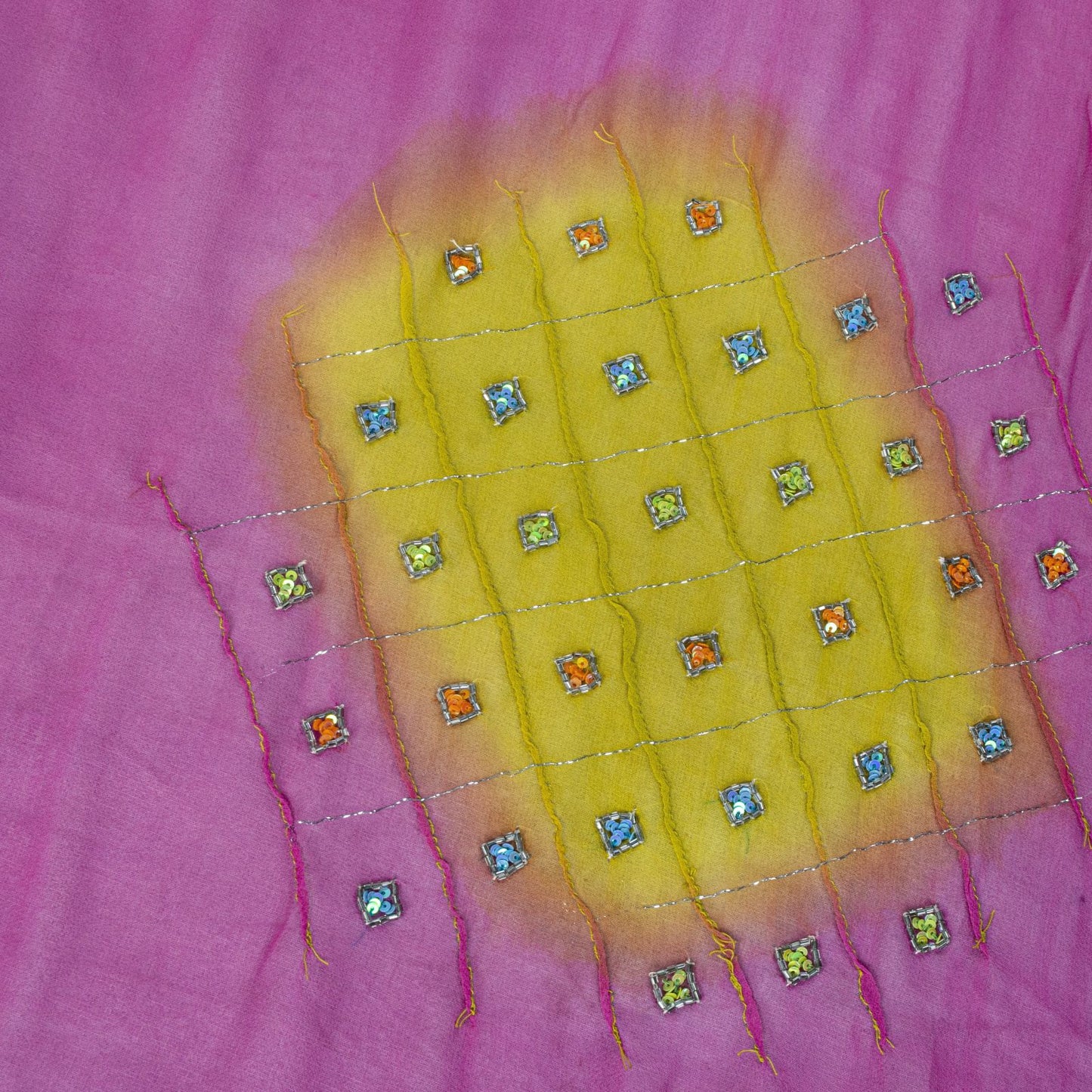 Sanskriti Vintage Dupatta/Stole Pink Pure Georgette Hand Beaded Bollywood Veil