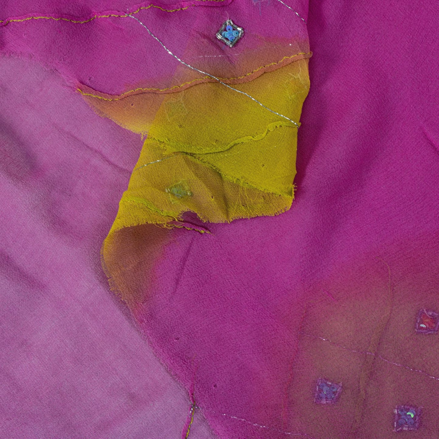 Sanskriti Vintage Dupatta/Stole Pink Pure Georgette Hand Beaded Bollywood Veil