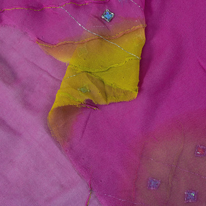 Sanskriti Vintage Dupatta/Stole Pink Pure Georgette Hand Beaded Bollywood Veil