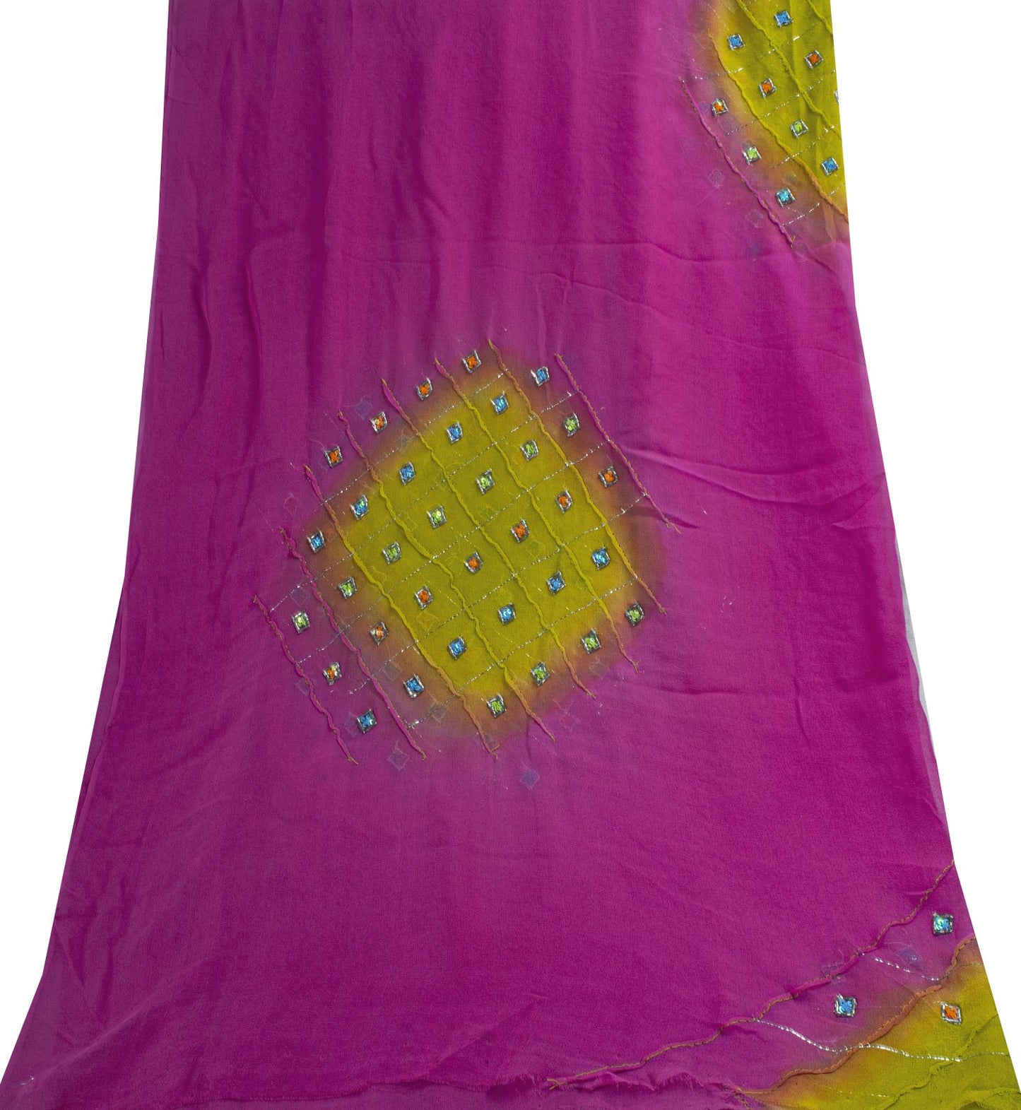 Sanskriti Vintage Dupatta/Stole Pink Pure Georgette Hand Beaded Bollywood Veil