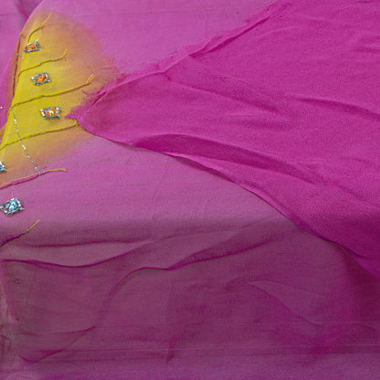 Sanskriti Vintage Dupatta/Stole Pink Pure Georgette Hand Beaded Bollywood Veil