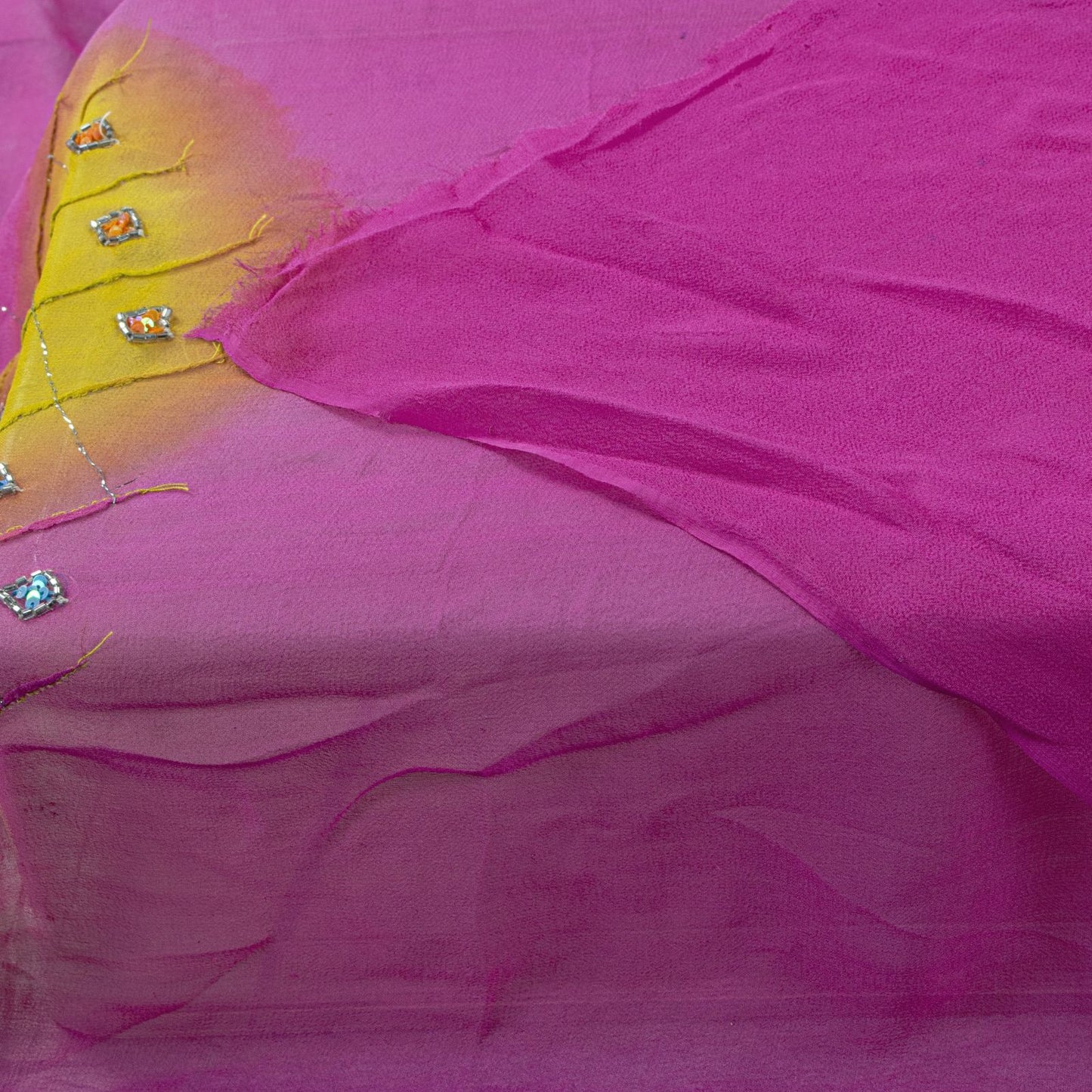 Sanskriti Vintage Dupatta/Stole Pink Pure Georgette Hand Beaded Bollywood Veil