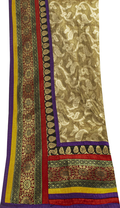 Sanskriti Vintage Golden Pure Georgette Dupatta/Stole Brocade Woven WeddingVeil