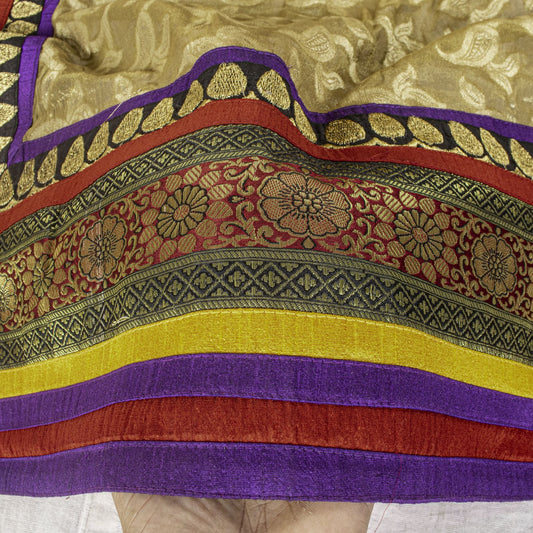 Sanskriti Vintage Golden Pure Georgette Dupatta/Stole Brocade Woven WeddingVeil