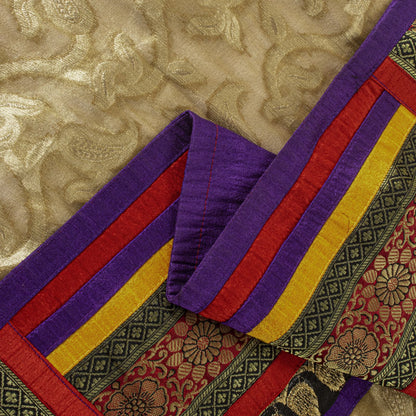 Sanskriti Vintage Golden Pure Georgette Dupatta/Stole Brocade Woven WeddingVeil