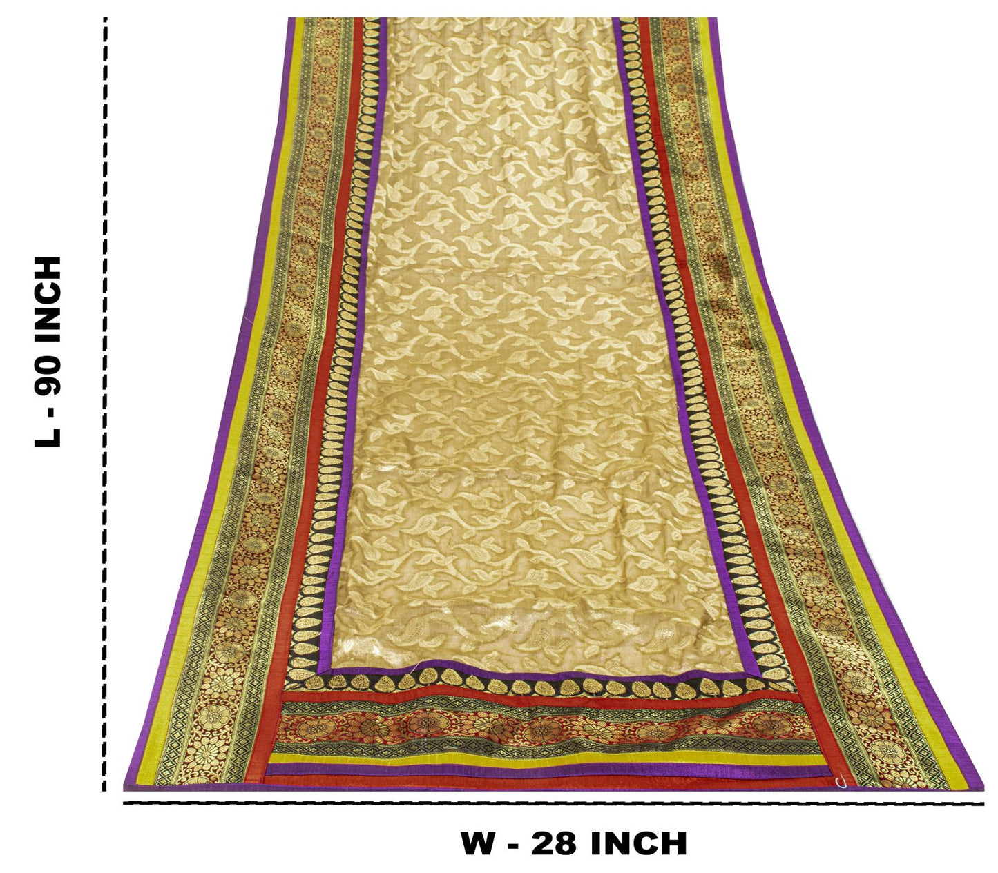 Sanskriti Vintage Golden Pure Georgette Dupatta/Stole Brocade Woven WeddingVeil