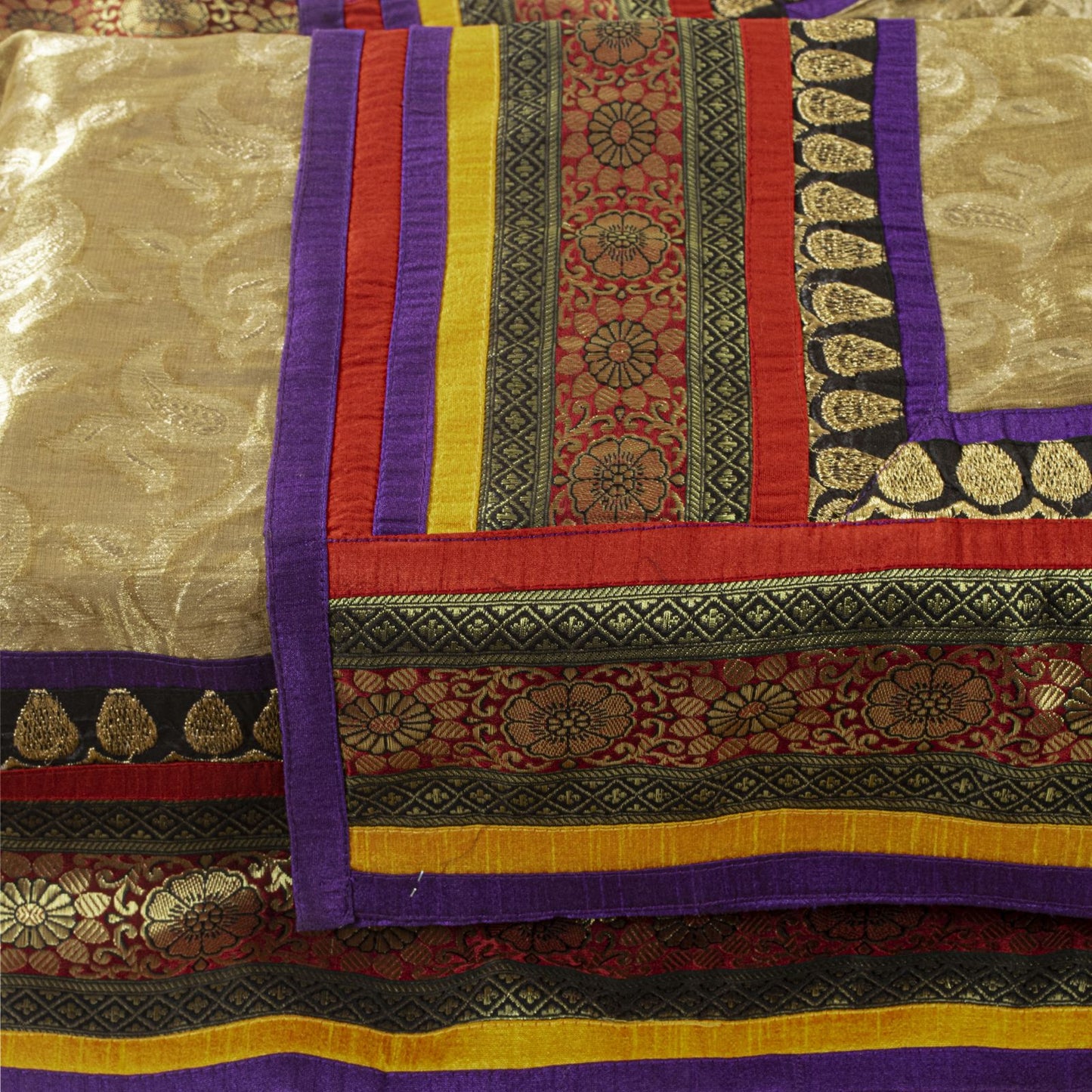 Sanskriti Vintage Golden Pure Georgette Dupatta/Stole Brocade Woven WeddingVeil