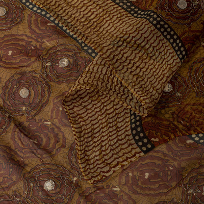 Sanskriti Vintage Cream Pure Georgette Dupatta/Stole Embroidered-Printed Veil