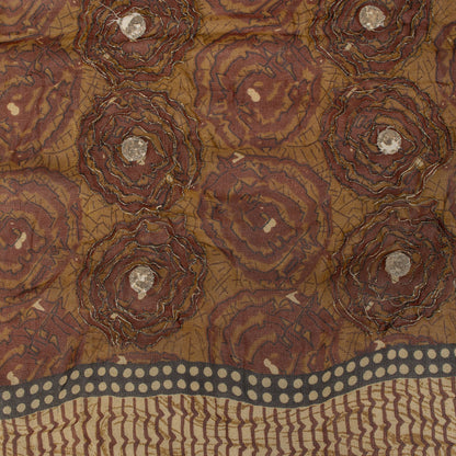 Sanskriti Vintage Cream Pure Georgette Dupatta/Stole Embroidered-Printed Veil
