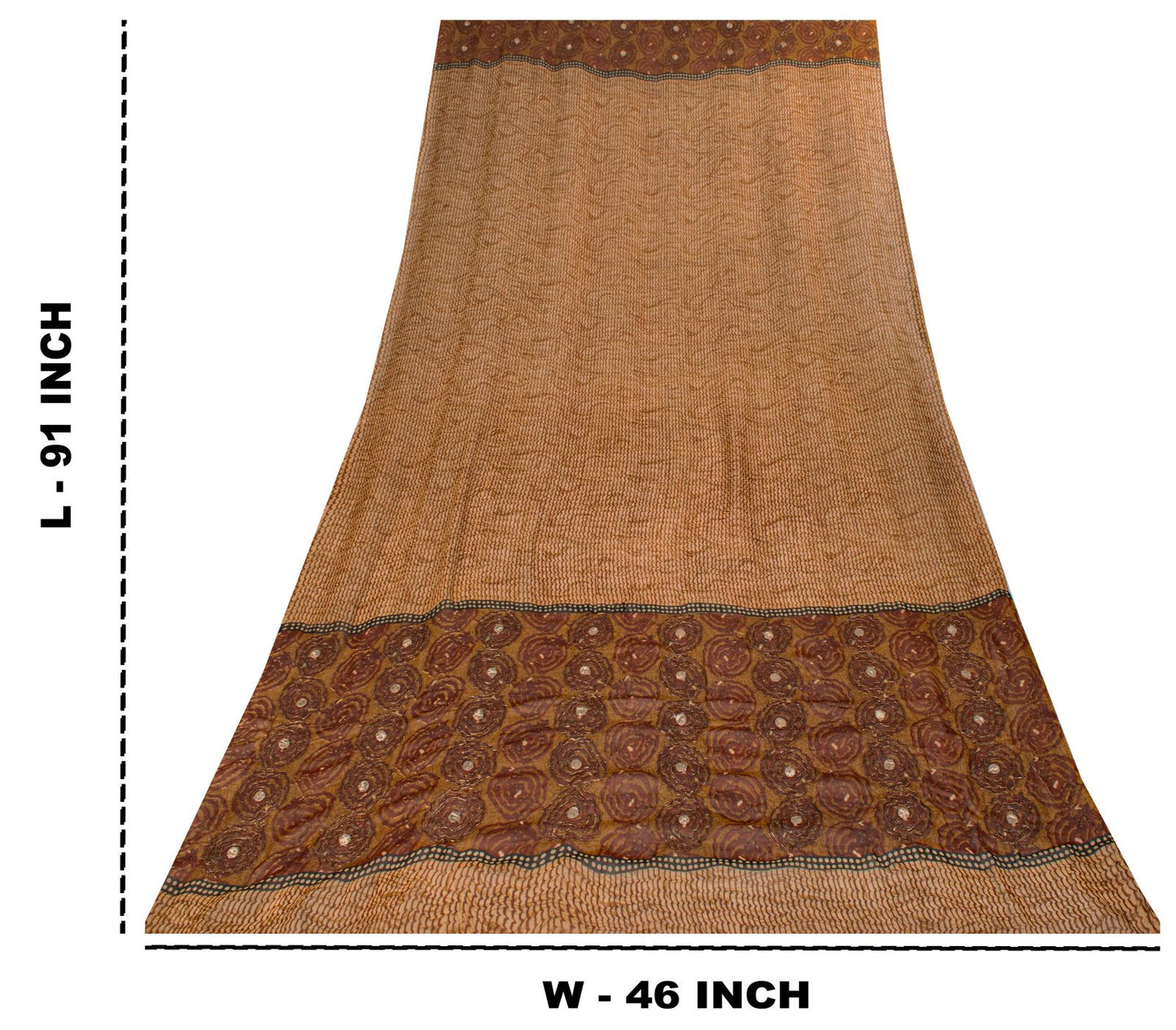 Sanskriti Vintage Cream Pure Georgette Dupatta/Stole Embroidered-Printed Veil