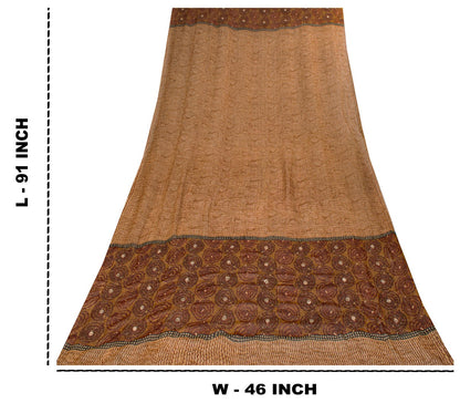 Sanskriti Vintage Cream Pure Georgette Dupatta/Stole Embroidered-Printed Veil