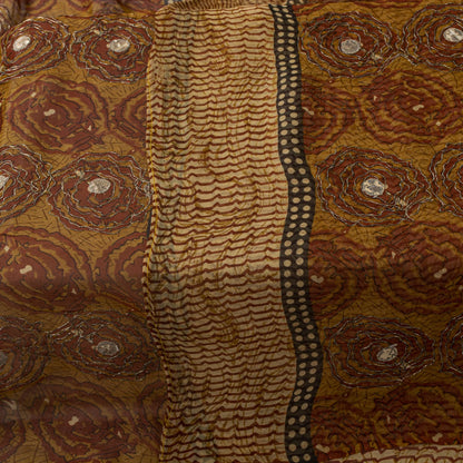 Sanskriti Vintage Cream Pure Georgette Dupatta/Stole Embroidered-Printed Veil