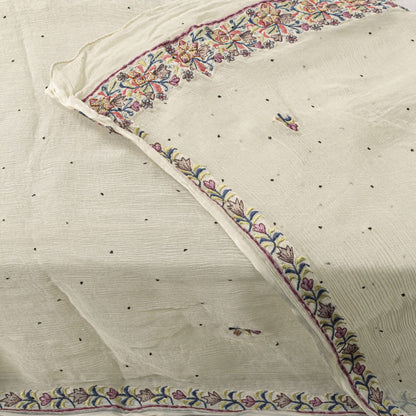 Sanskriti Vintage White Pure Chiffon Dupatta/Stole Embroidered-Fardi Mukesh Veil