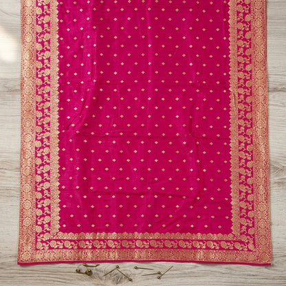 Sanskriti Vintage Pink Pure Silk Dupatta/Stole Brocade Zari Woven Wedding Veil