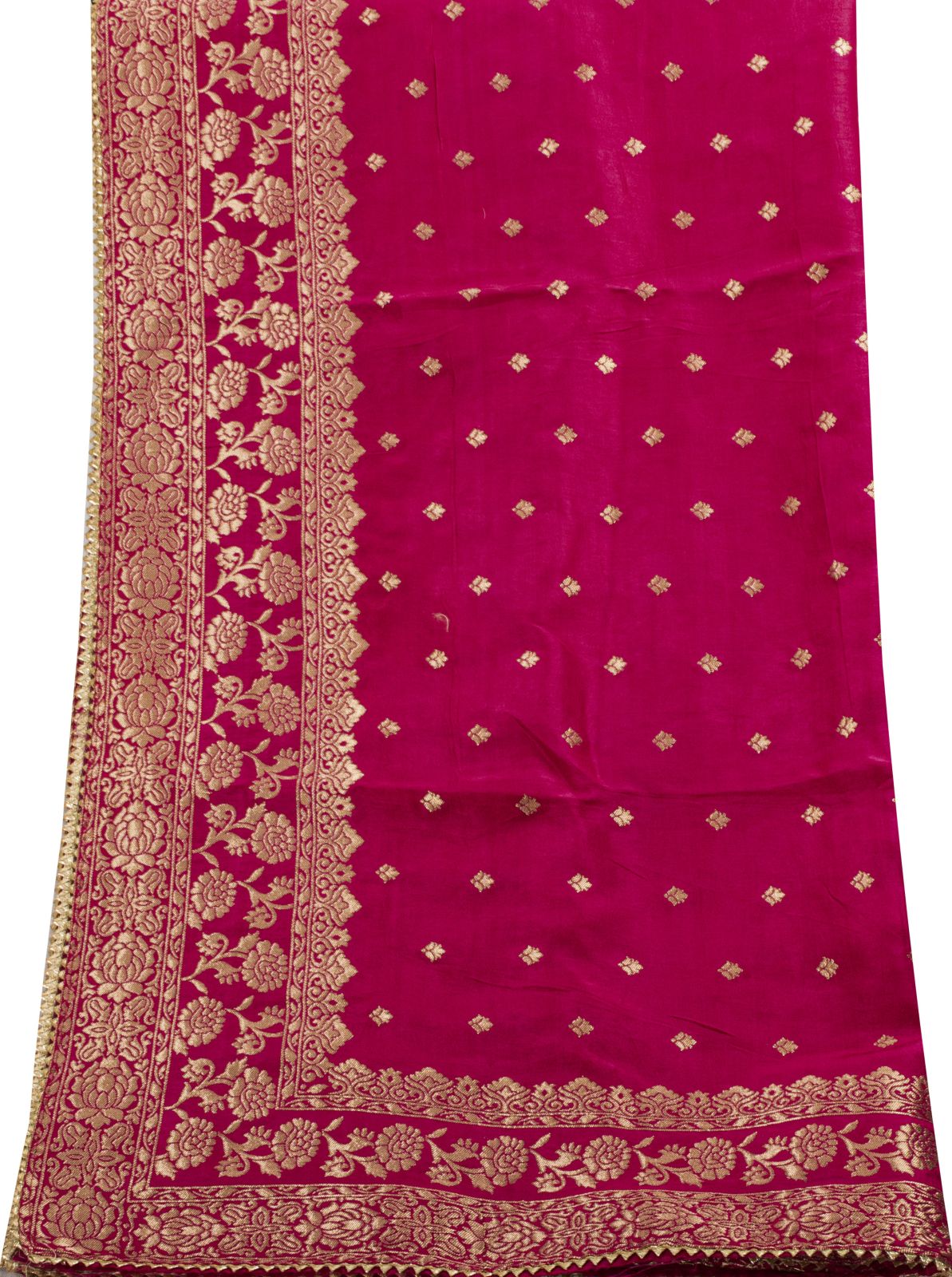 Sanskriti Vintage Pink Pure Silk Dupatta/Stole Brocade Zari Woven Wedding Veil