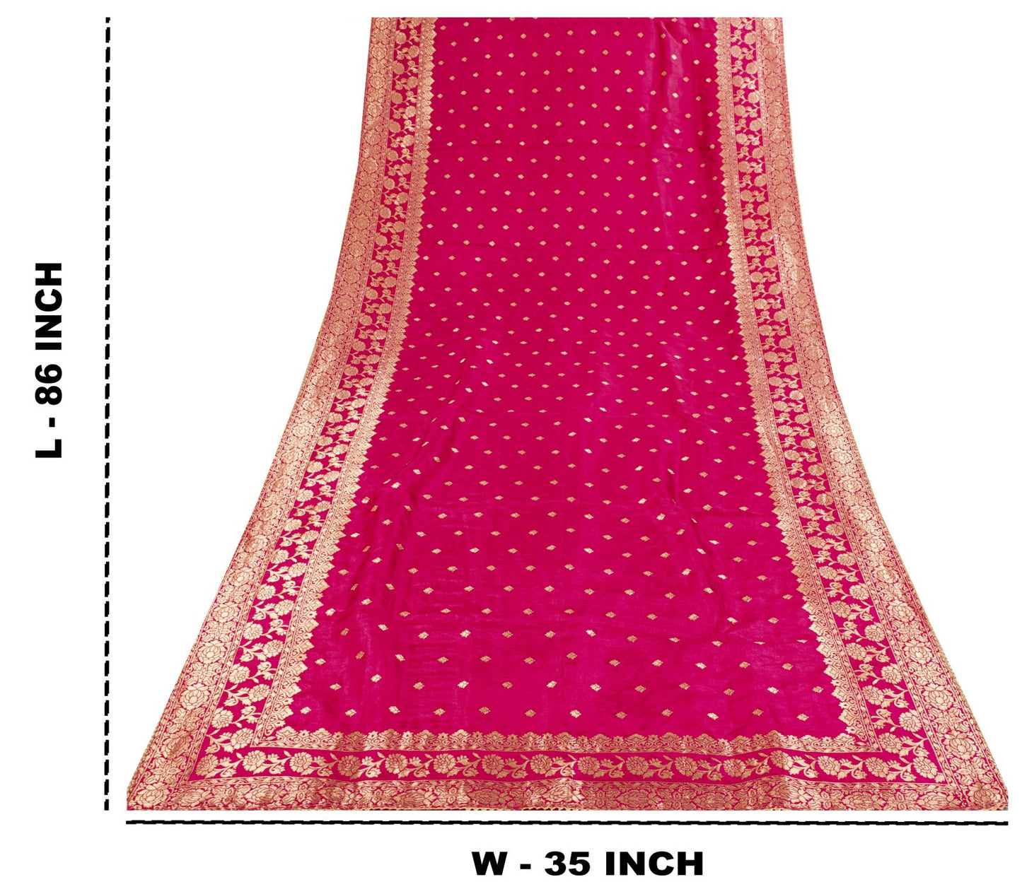 Sanskriti Vintage Pink Pure Silk Dupatta/Stole Brocade Zari Woven Wedding Veil
