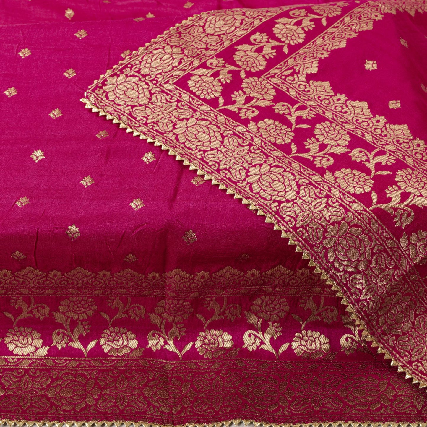 Sanskriti Vintage Pink Pure Silk Dupatta/Stole Brocade Zari Woven Wedding Veil