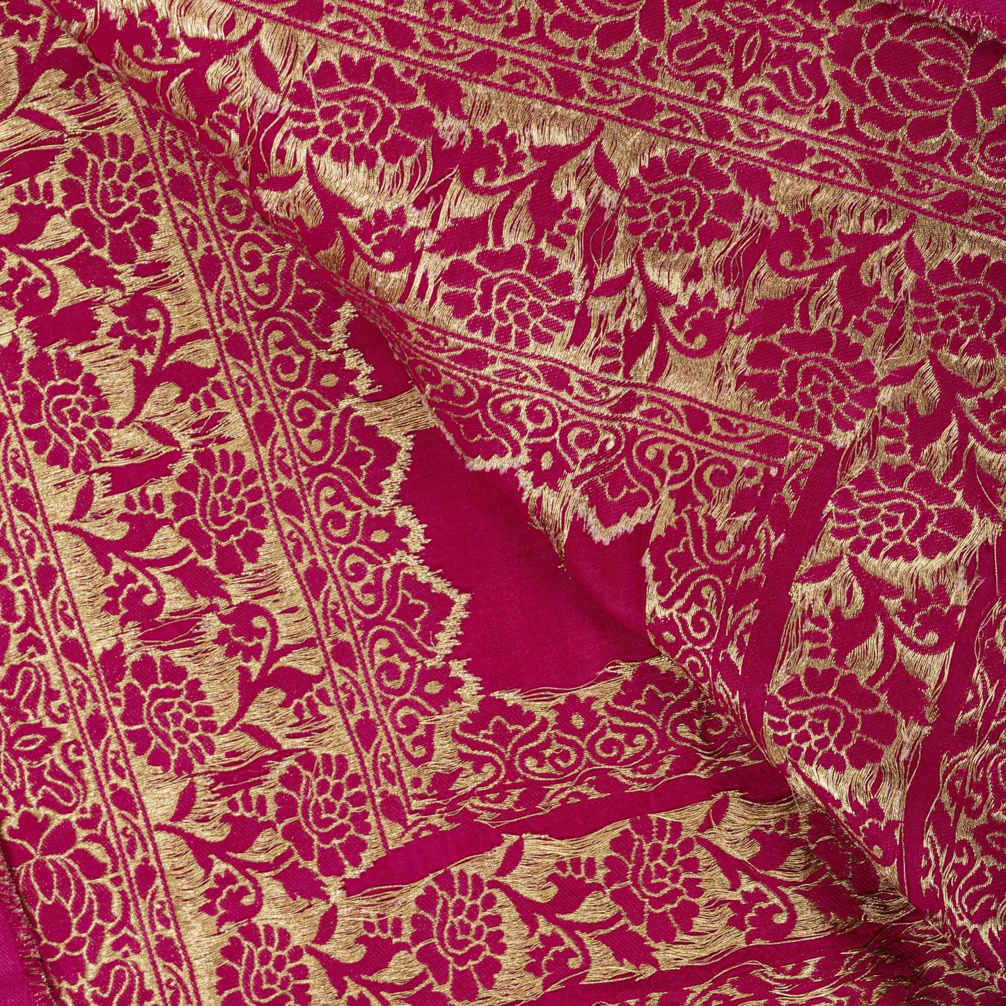 Sanskriti Vintage Pink Pure Silk Dupatta/Stole Brocade Zari Woven Wedding Veil