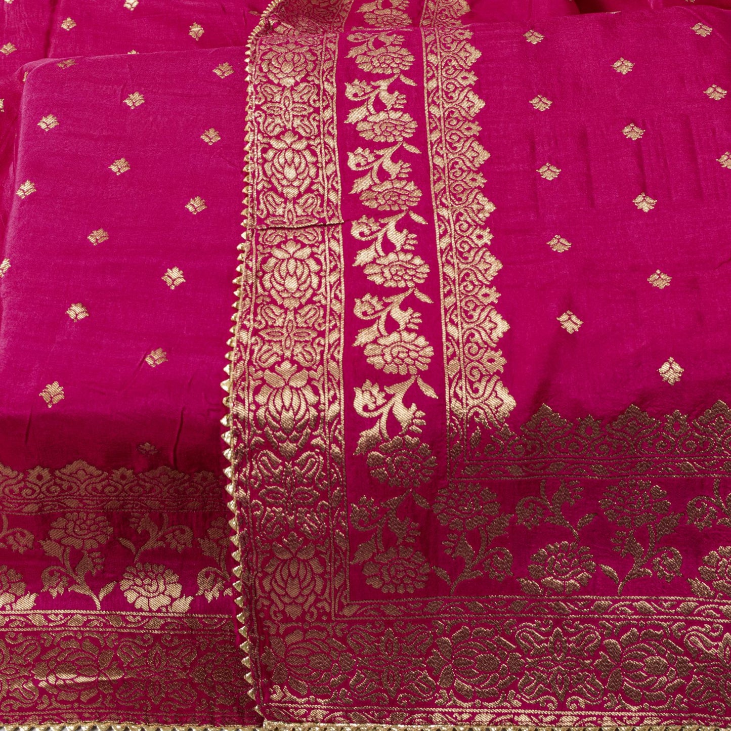 Sanskriti Vintage Pink Pure Silk Dupatta/Stole Brocade Zari Woven Wedding Veil